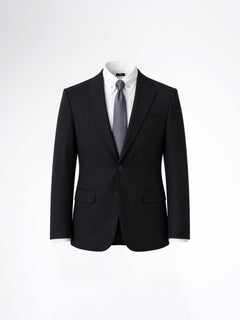 Single Breasted Suit Blazer - Jet Black Plain (Slim Fit)