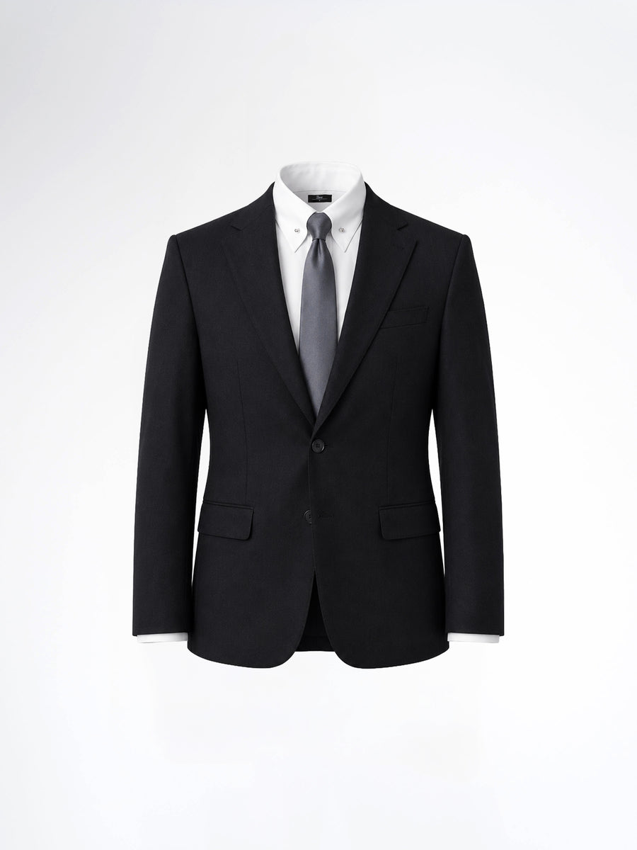 Single Breasted Suit Blazer - Jet Black Plain (Slim Fit)