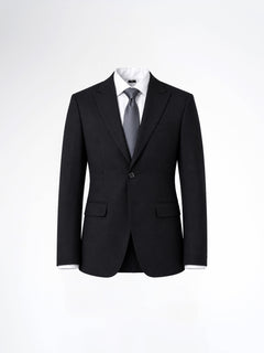Single Breasted Suit Blazer - Jet Black Plain (Slim Fit)