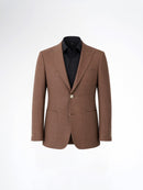 Single Breasted Suit Blazer - Linen Coffee Plain (Slim Fit)