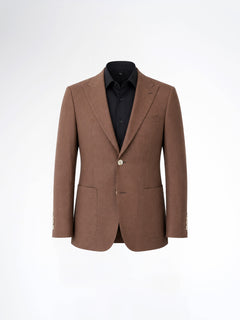 Single Breasted Suit Blazer - Linen Coffee Plain (Slim Fit)