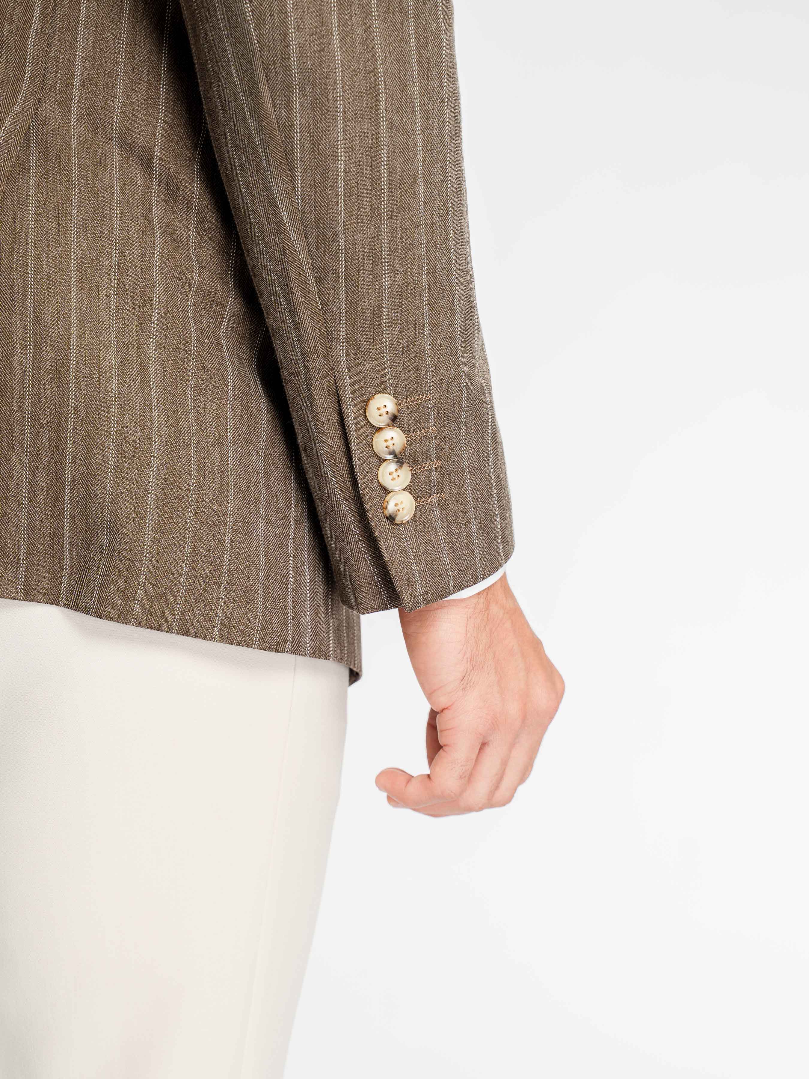 Single Breasted Suit Blazer – Dusty Brown Stripe (Peak Lapel)