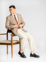 Single-Breasted-Suit-Blazer-Sand-Brown-with-Camel-Line-Checkered-_Notch-Lapel_-10 - Zeve
