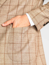 Single-Breasted-Suit-Blazer-Sand-Brown-with-Camel-Line-Checkered-_Notch-Lapel_-20 - Zeve