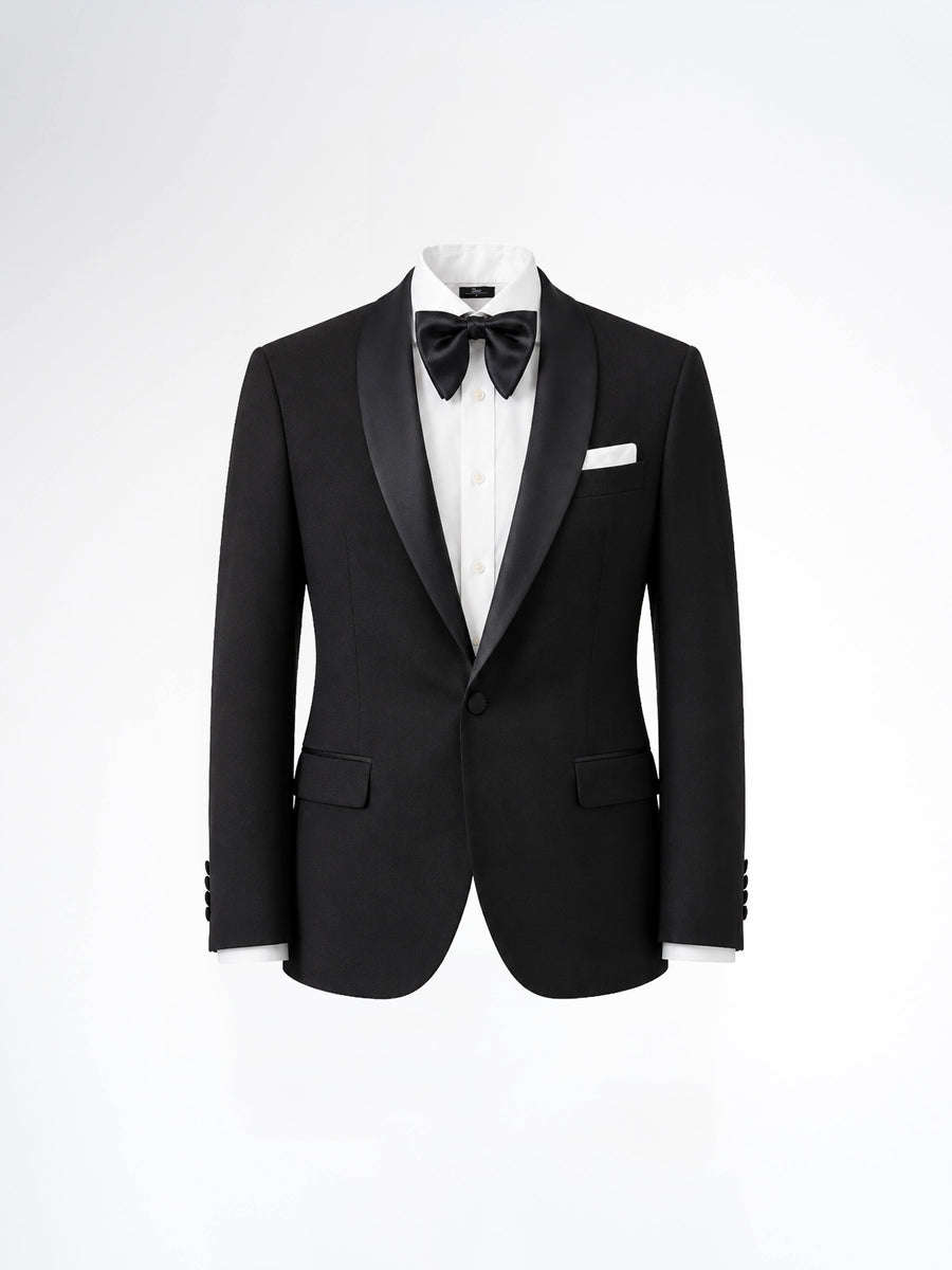 Single Breasted Suit Blazer Tux - Black Charcoal (Slim Fit)