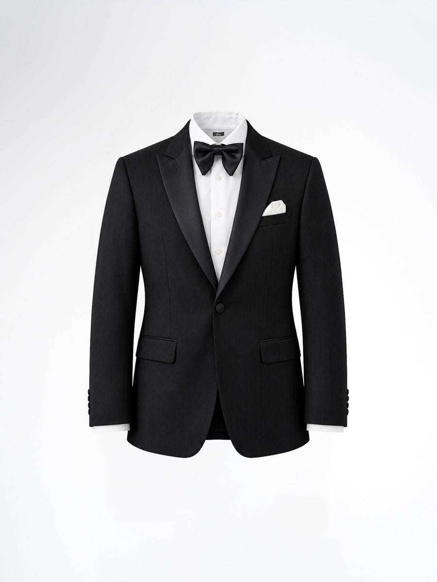 Single Breasted Suit Blazer Tux - Black Charcoal (Slim Fit)