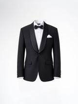 Single Breasted Tuxedo Blazer - Black Plain (Slim Fit)