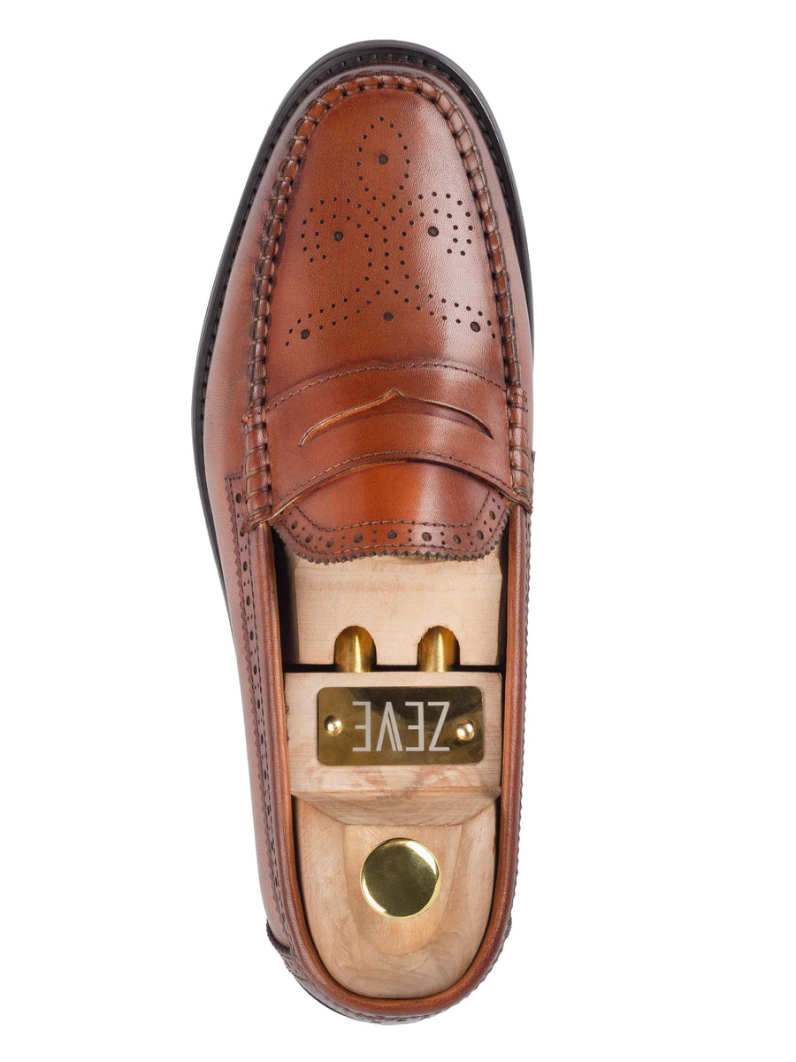 Single-Brogue-Penny-Loafer-CognacTan - Zeve