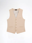 Single Row Button Vest - Beige