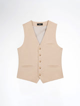 Single Row Button Vest - Beige