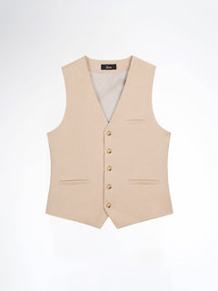 Single Row Button Vest - Beige