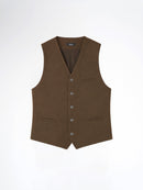Single Row Button Vest - Coffee Plain