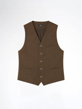 Single Row Button Vest - Coffee Plain