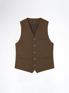 Single Row Button Vest - Coffee Plain