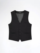 Single Row Button Vest - Jet Black