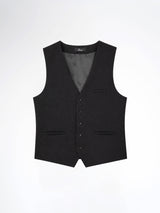 Single Row Button Vest - Jet Black