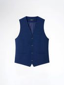 Single Row Button Vest - Royal Blue Plain