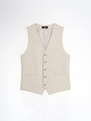 Single Row Button Vest - Sand White