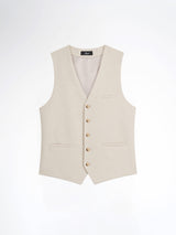 Single Row Button Vest - Sand White