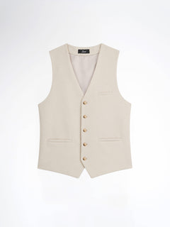 Single Row Button Vest - Sand White
