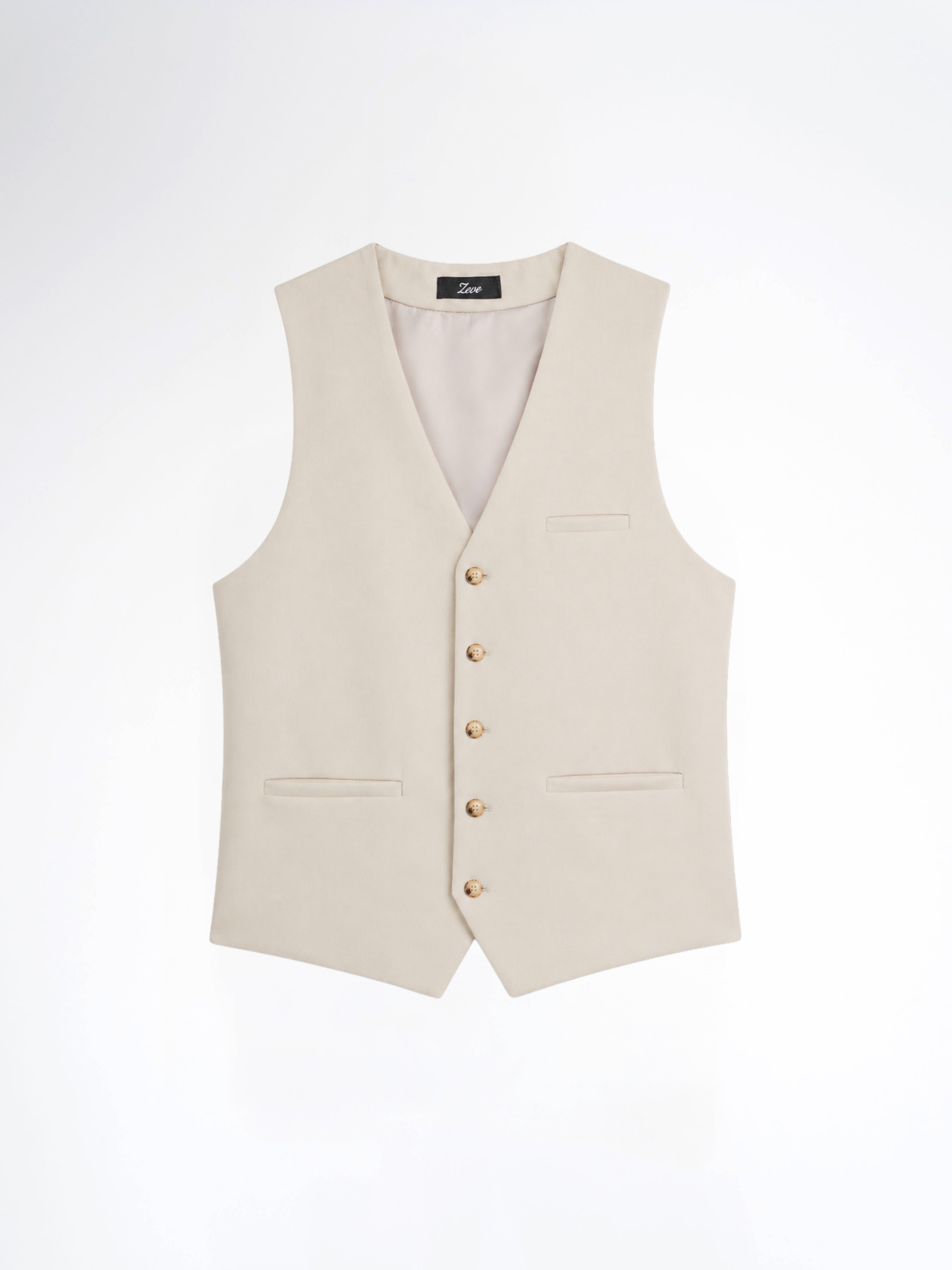 Single Row Button Vest - Sand White