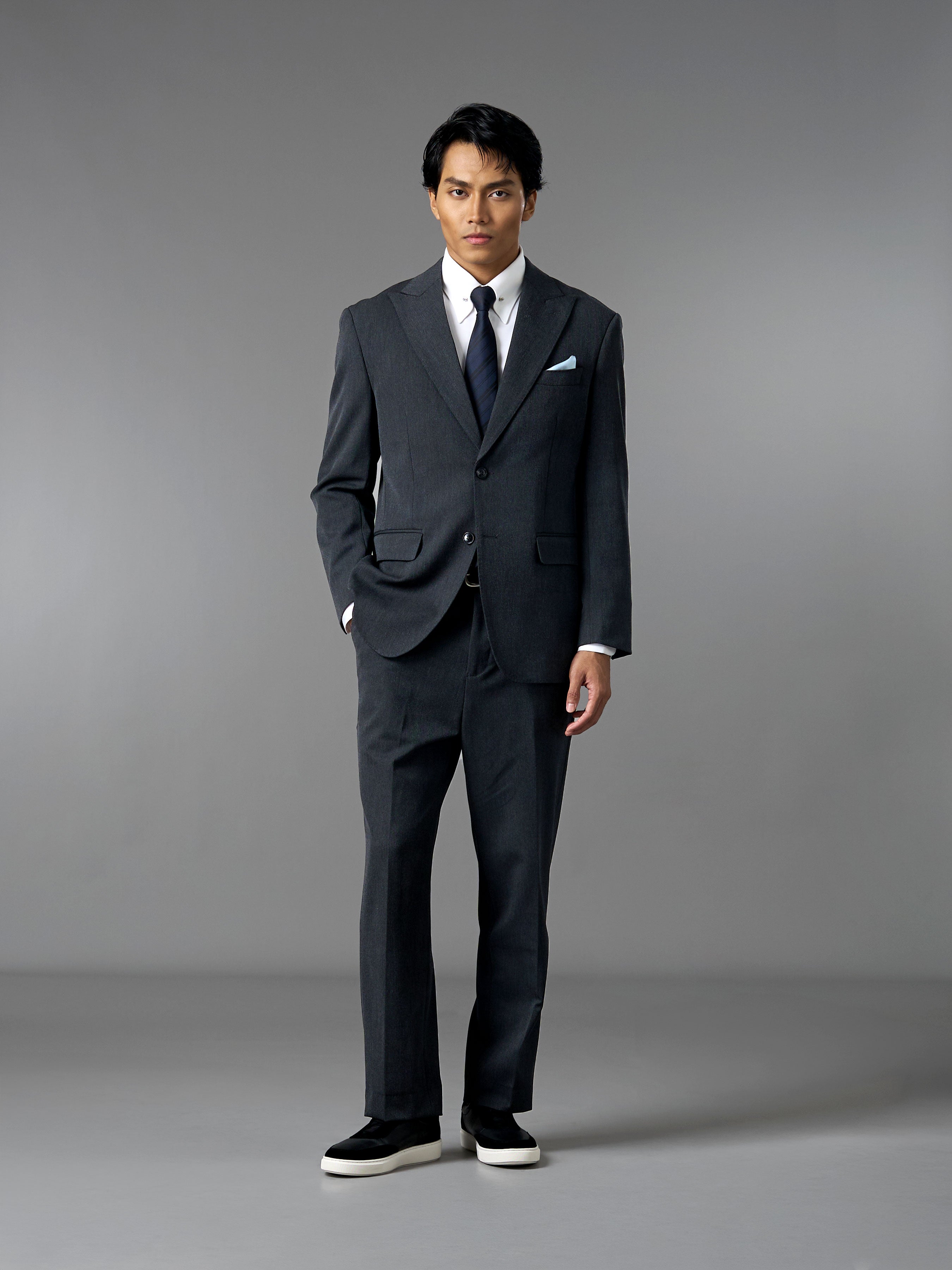 Single Breasted Suit Blazer - Charcoal Grey (Regular Fit)