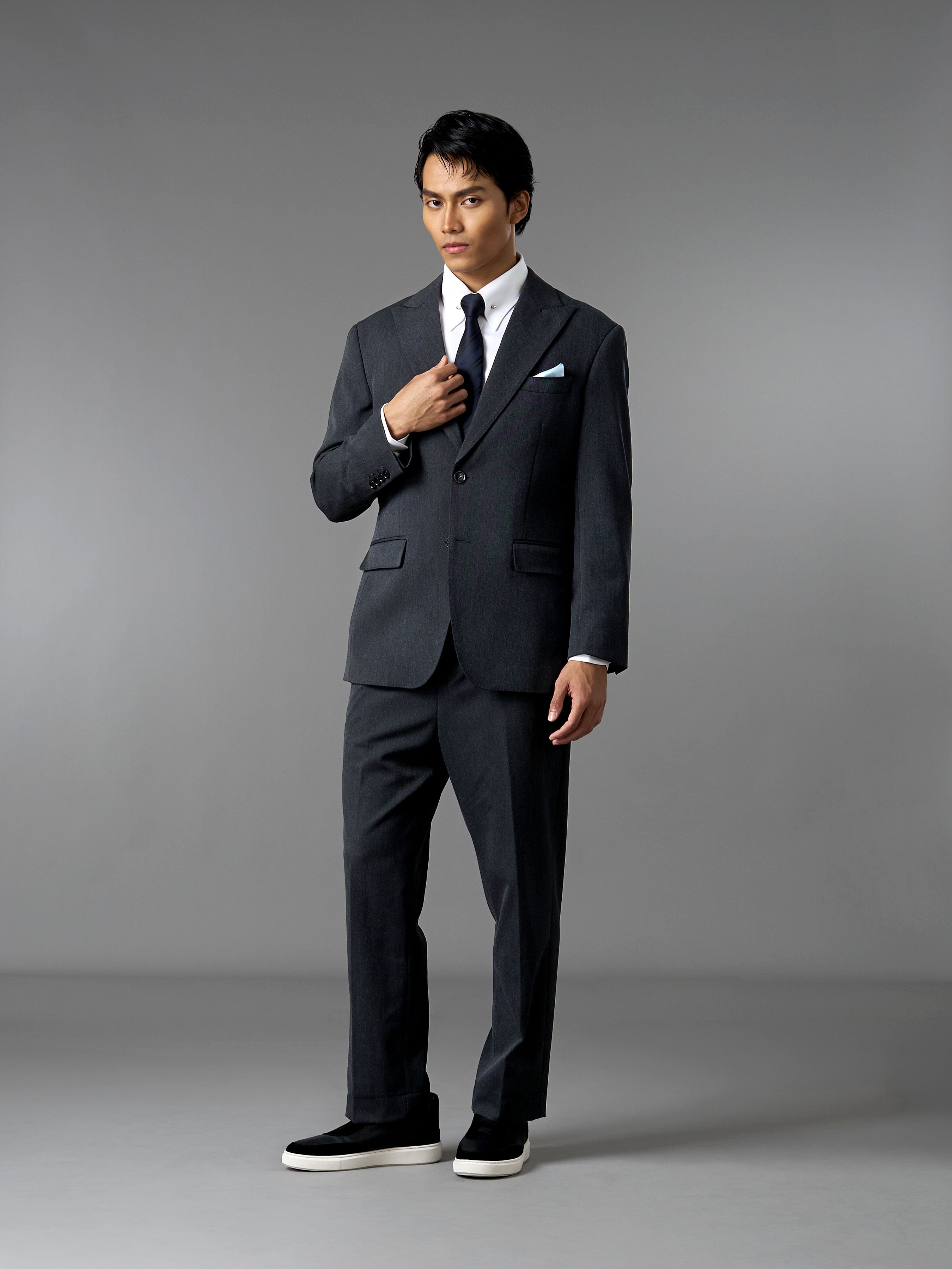 Single Breasted Suit Blazer - Charcoal Grey (Regular Fit)