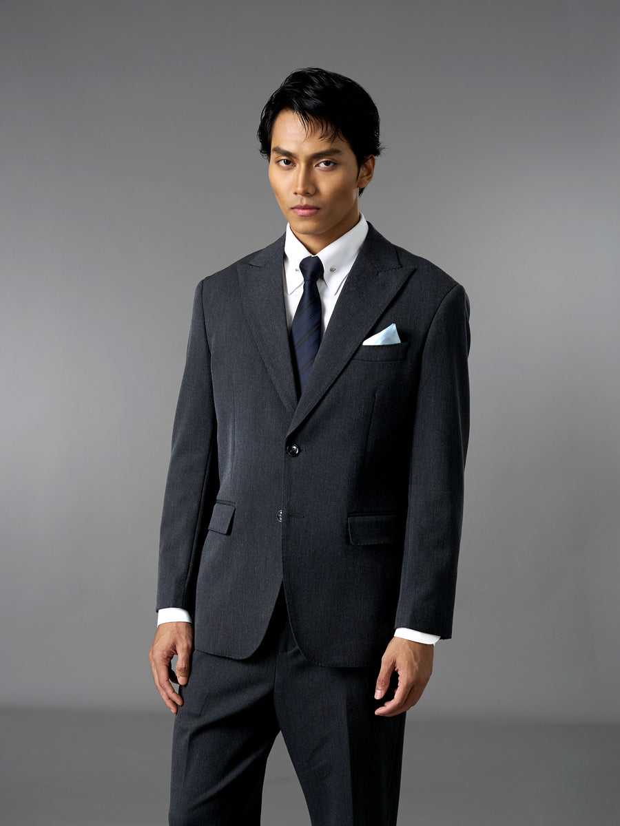 Single Breasted Suit Blazer - Charcoal Grey (Regular Fit)