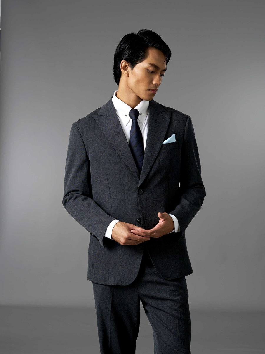 Single Breasted Suit Blazer - Charcoal Grey (Regular Fit)