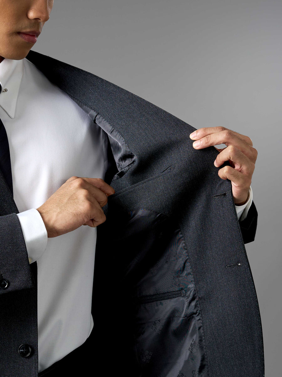 Single Breasted Suit Blazer - Charcoal Grey (Regular Fit)