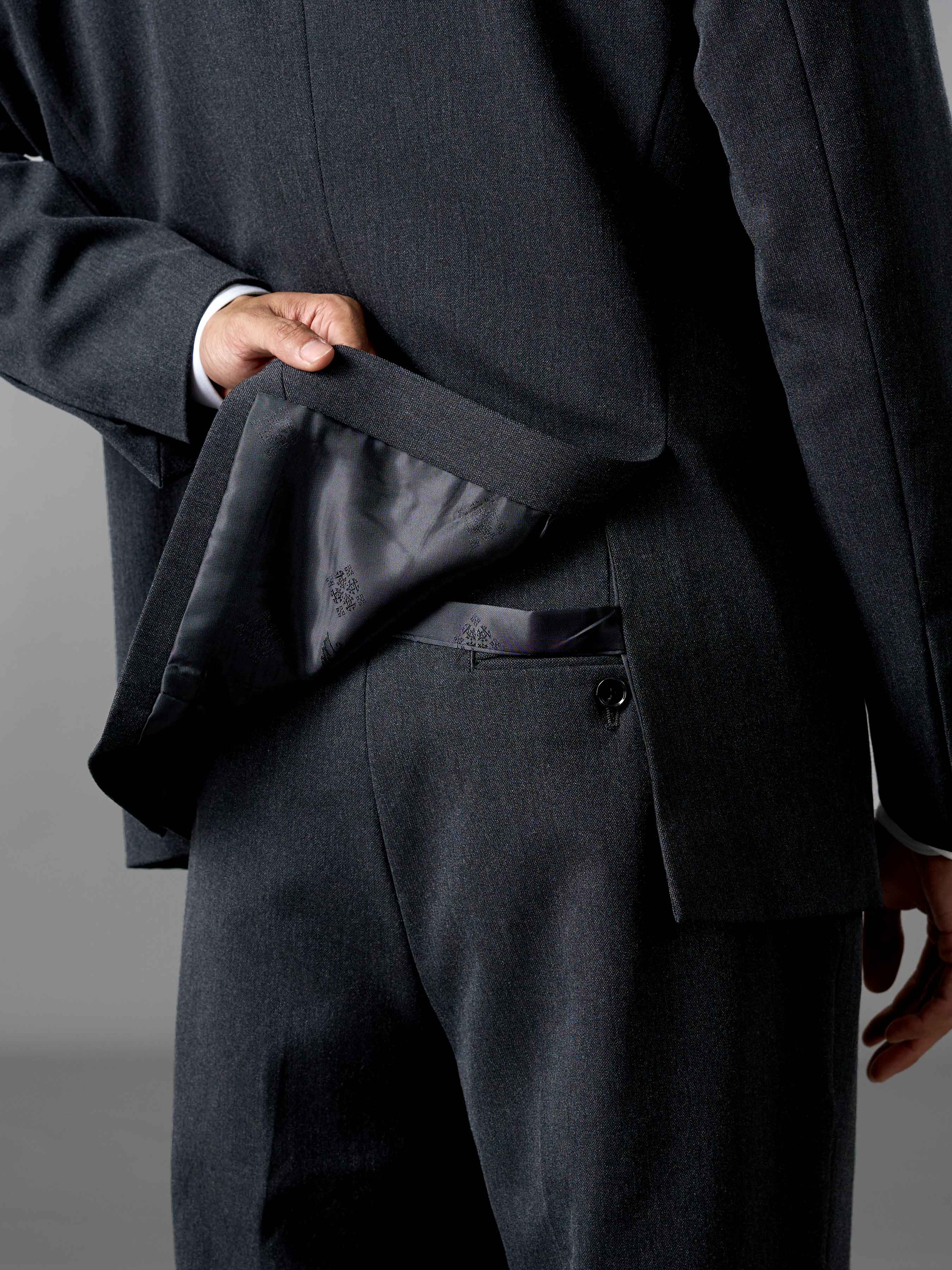 Single Breasted Suit Blazer - Charcoal Grey (Regular Fit)