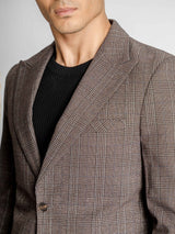 SingleBreastedSuitBlazerCocoaVeronawithWhiteLineCheckered_PeakLapel_Lapel - Zeve