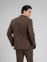 SingleBreastedSuitBlazerCoffeePlainNotchLapelBack - Zeve