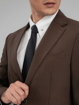 SingleBreastedSuitBlazerCoffeePlainNotchLapelCollar - Zeve