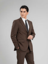 SingleBreastedSuitBlazerCoffeePlainNotchLapelHalf - Zeve