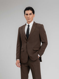 SingleBreastedSuitBlazerCoffeePlainNotchLapelHalf2 - Zeve