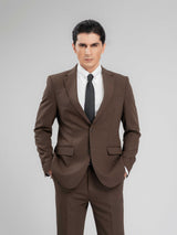 SingleBreastedSuitBlazerCoffeePlainNotchLapelMain - Zeve