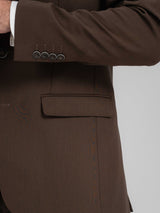 SingleBreastedSuitBlazerCoffeePlainNotchLapelSidePocket - Zeve
