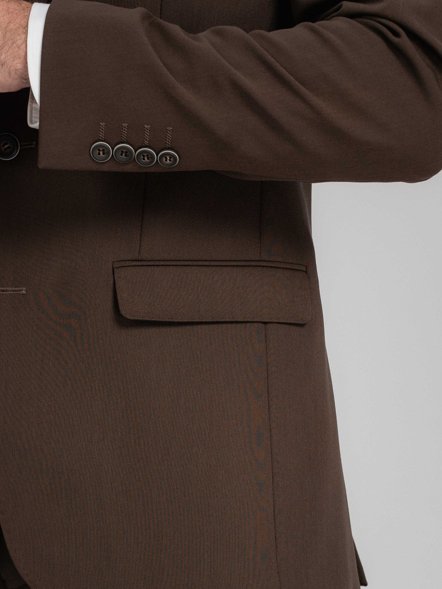 SingleBreastedSuitBlazerCoffeePlainNotchLapelSidePocket - Zeve