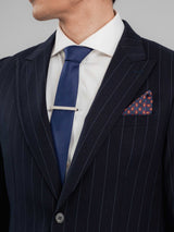 SingleBreastedSuitBlazerDeepBluePinstripesPeakLapelCollar - Zeve