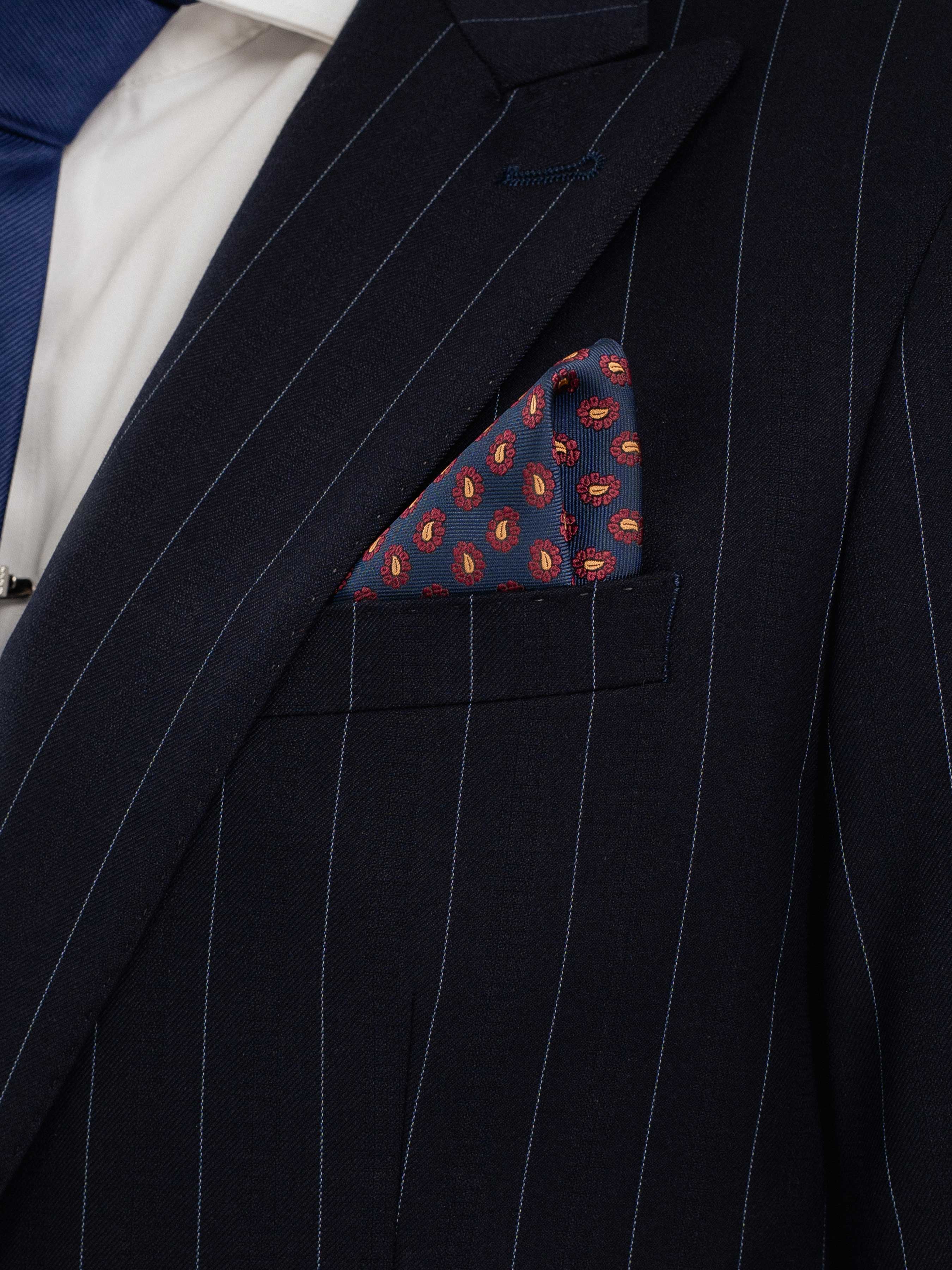 Single Breasted Suit Blazer - Deep Blue Stripes (Peak Lapel)
