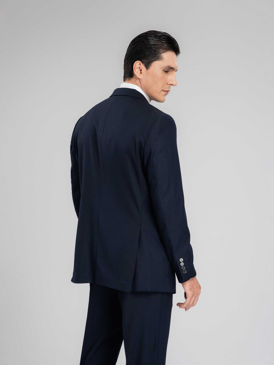 SingleBreastedSuitBlazerDeepBluePlainNotchLapelBack - Zeve