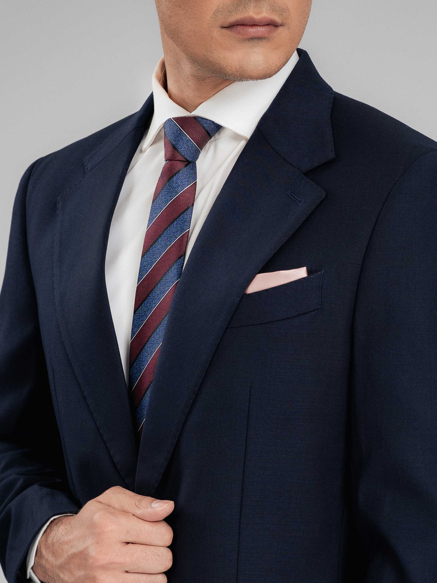 SingleBreastedSuitBlazerDeepBluePlainNotchLapelCollar - Zeve