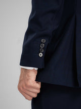 SingleBreastedSuitBlazerDeepBluePlainNotchLapelCuff - Zeve