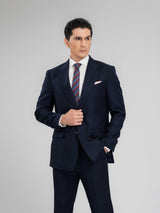 SingleBreastedSuitBlazerDeepBluePlainNotchLapelMain - Zeve
