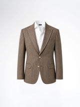 Single Breasted Suit Blazer - Dusty Brown Stripe (Slim Fit)