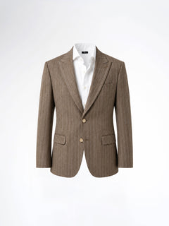Single Breasted Suit Blazer - Dusty Brown Stripe (Slim Fit)