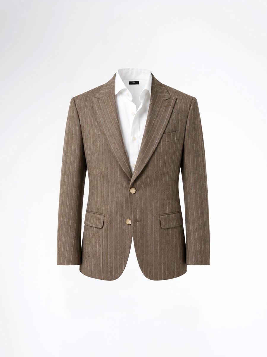 Single Breasted Suit Blazer - Dusty Brown Stripe (Slim Fit)