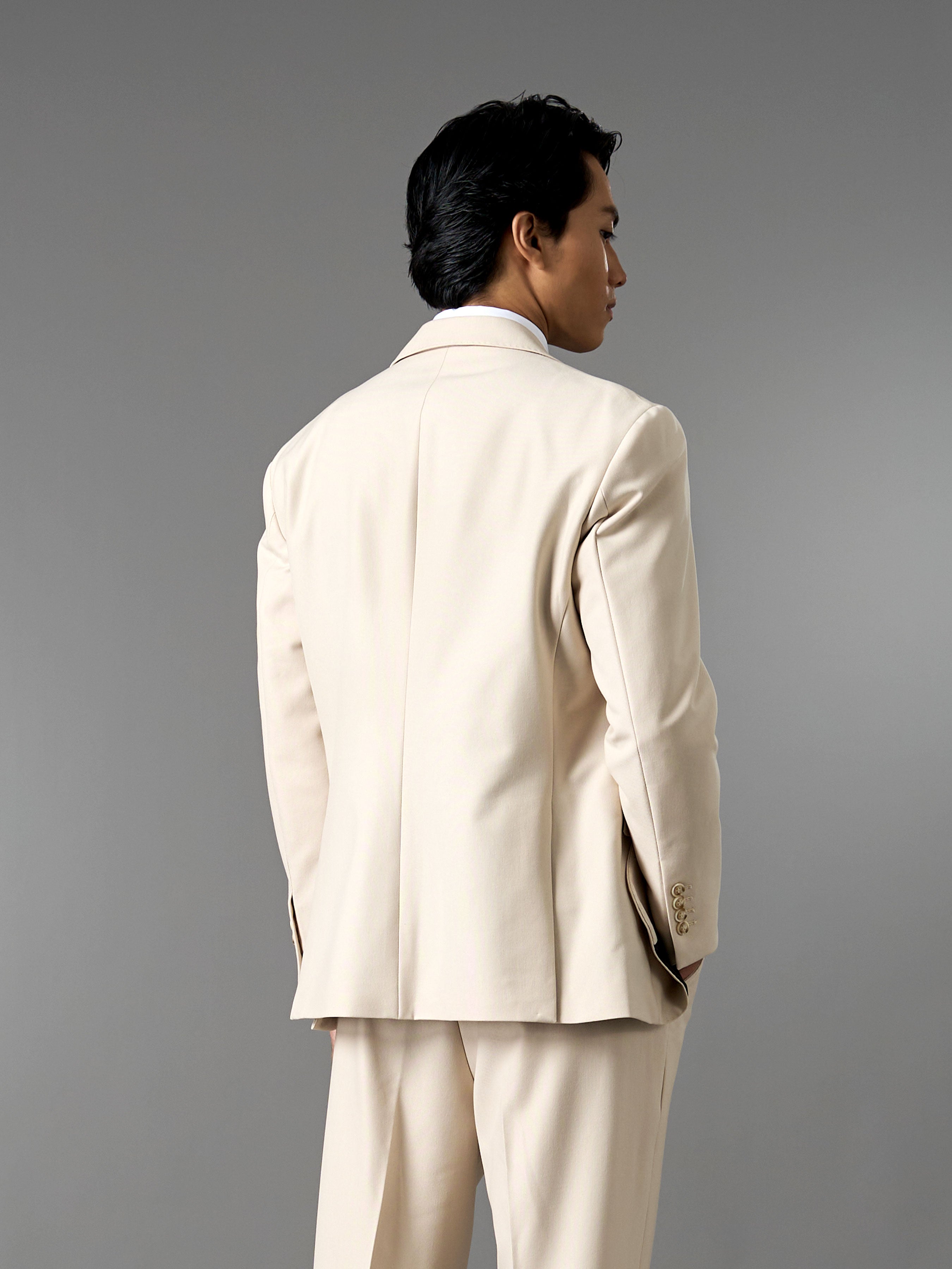 Single Breasted Suit Blazer - Ivory Beige (Regular Fit)