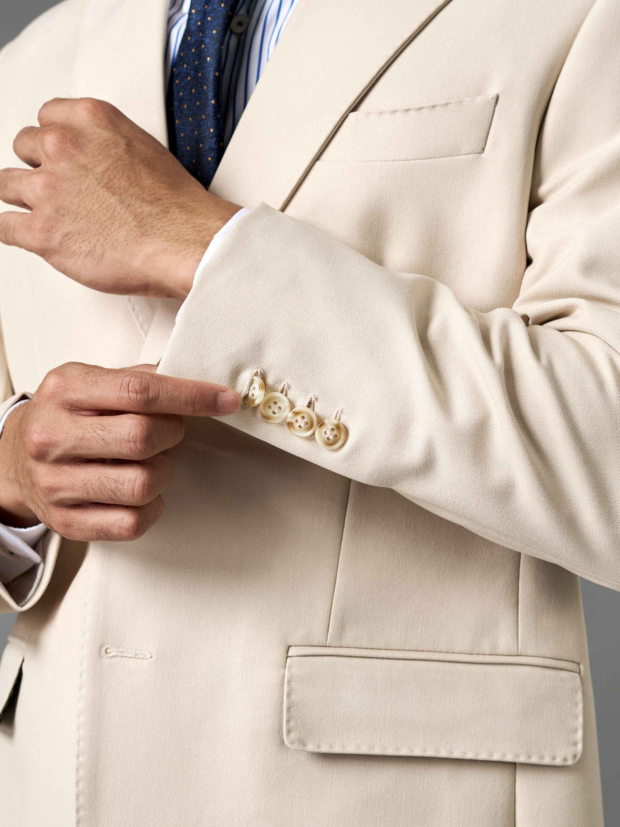 Single Breasted Suit Blazer - Ivory Beige (Regular Fit)